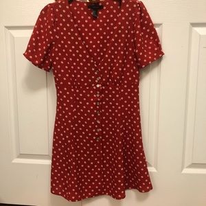 Red floral summer dress